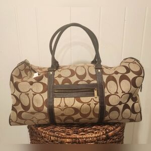 COACH Tan/Brown Signature Duffle Satchel Bag